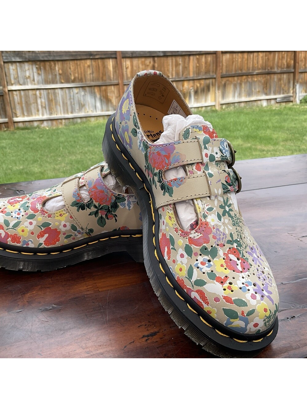 Dr. Martens Women’s Floral Multi Mary Jane Flats Buckle Straps US 5 BRAND NEW